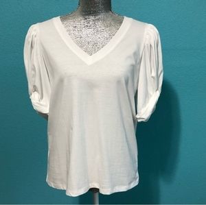 7 For All Mankind-White Puffy Tshirt